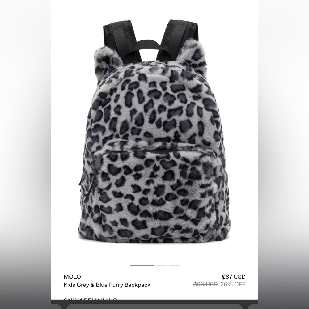 Milo gray kids furry backpack, faux fur,